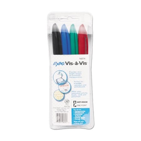 Newell Brands Marker, Wet-Erase, Expo, Fine Point AST, 4PK 2134341